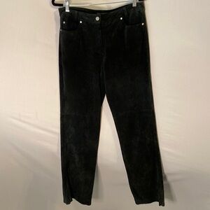 Vintage YANSI FUGEL Designer Washable Dark Green Suede Leather Pants12 Country